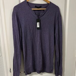 NWT John Varvatos Lilac Ribbed Henley Sweater